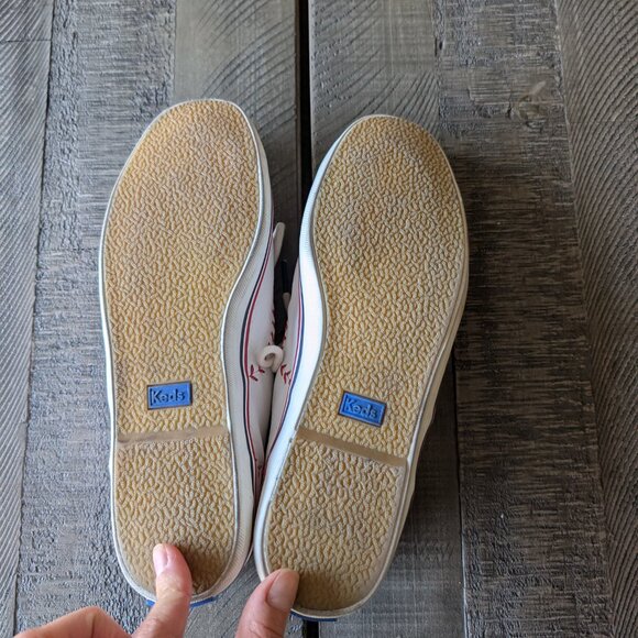 Keds Baseball Stitch Shoes Womens Size 8 White Red Leather Sneakers WH54430 - Picture 4 of 5